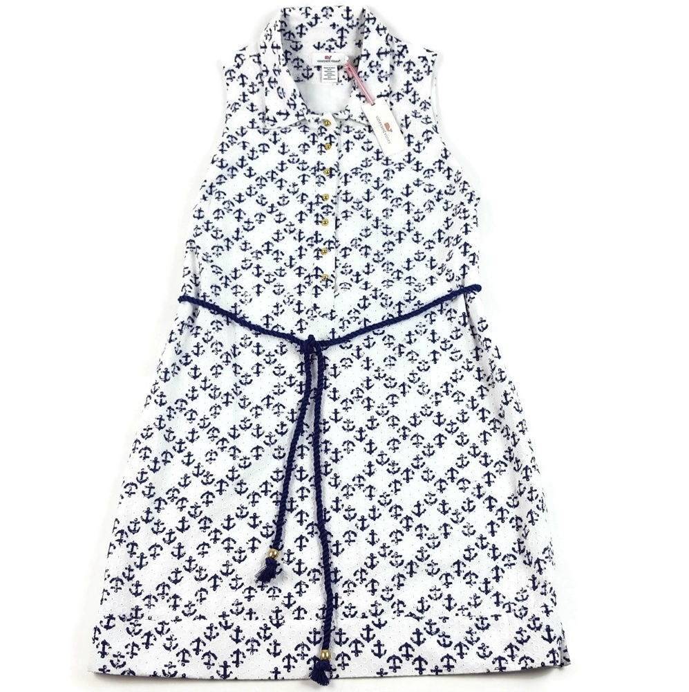 NWT VINEYARD VINES Anchor Print Eyelet Dress